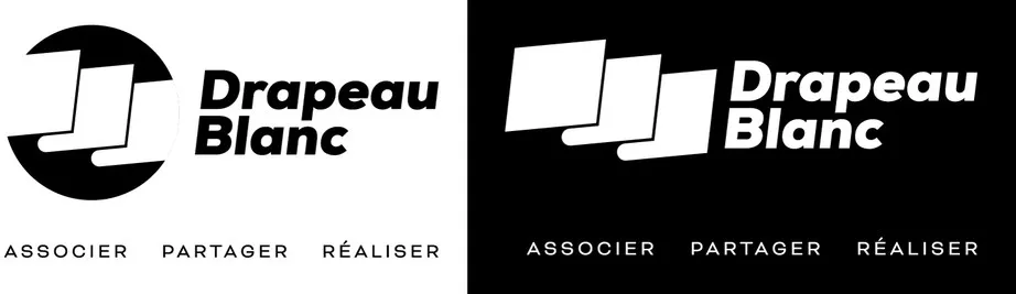Drapeau blanc ASSOCIER PARTAGER REALISER