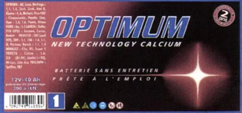 OPTIMUM NEW TECHNOLOGY CALCIUM BATTERIE SANS ENTRETIEN PRETE A L'EMPLOI