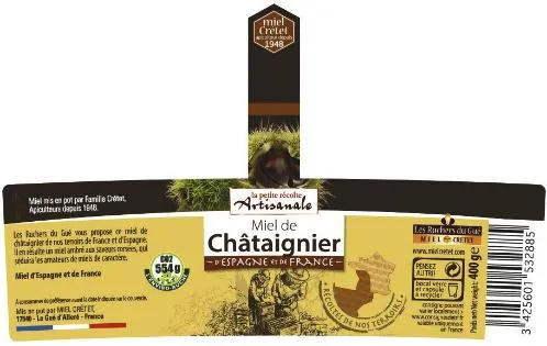 MIEL CRETET 1948 LA PETITE RECOLTE ARTISANALE MIEL DE CHATAIGNIER D ESPAGNE ET DE FRANCE
