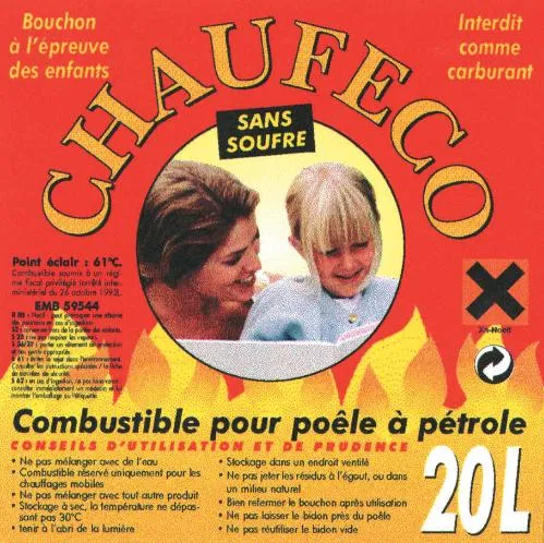 CHAUFECO Sans soufre, combustible pour poêle à pétrole