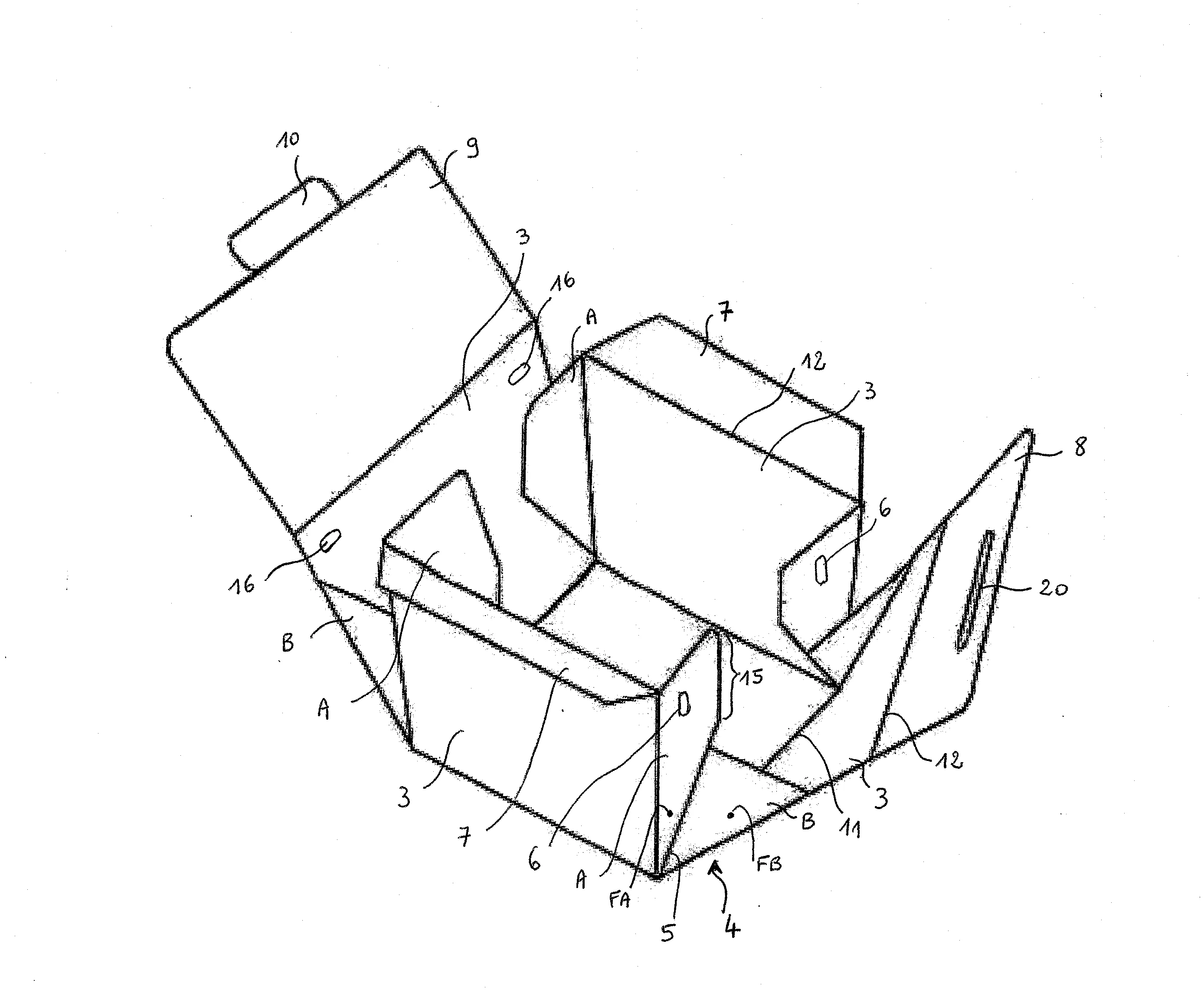Flan de carton pour emballage a soufflets, et emballage ainsi realise