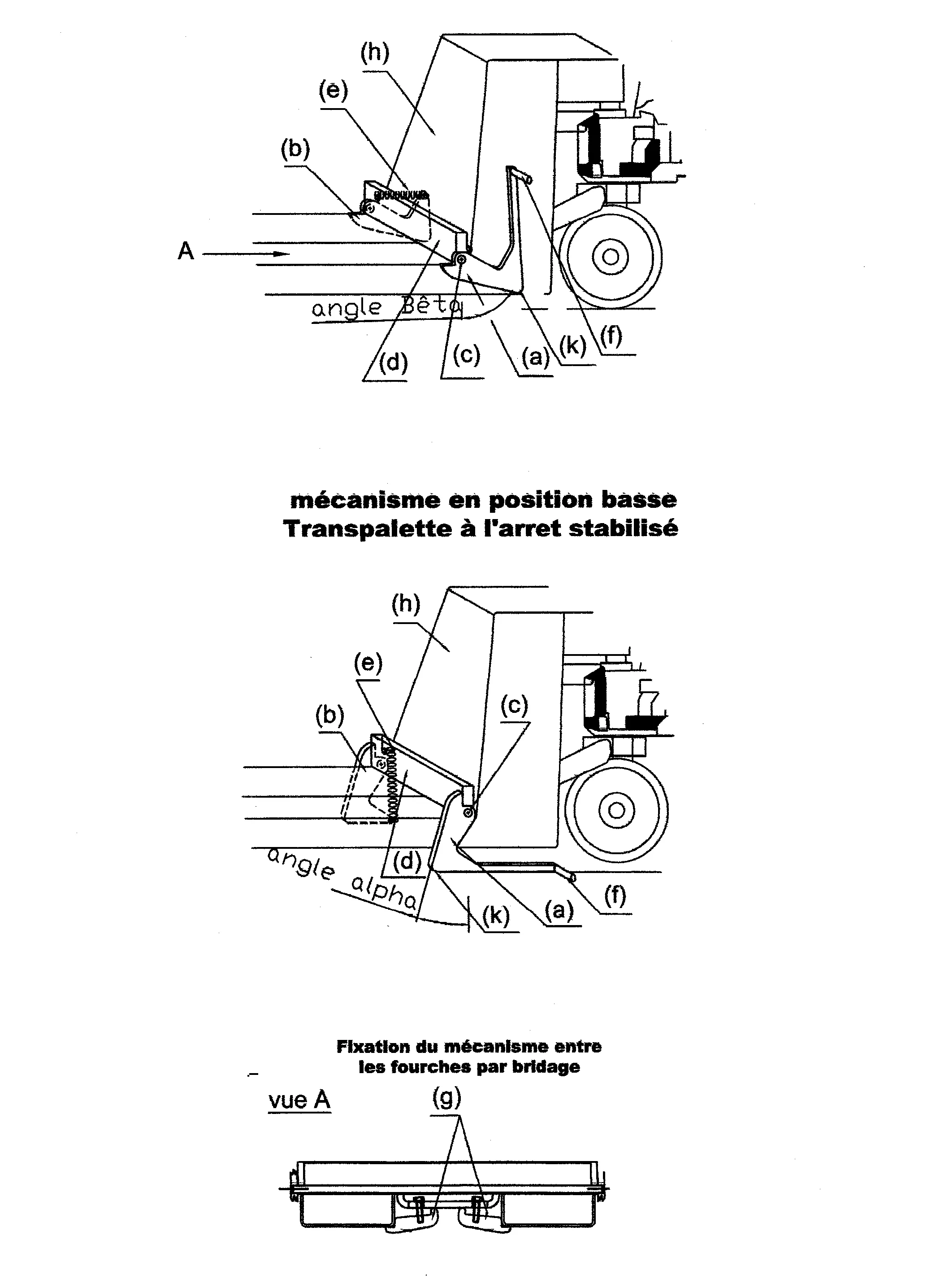 Bequille stabilisatrice pour transpalette