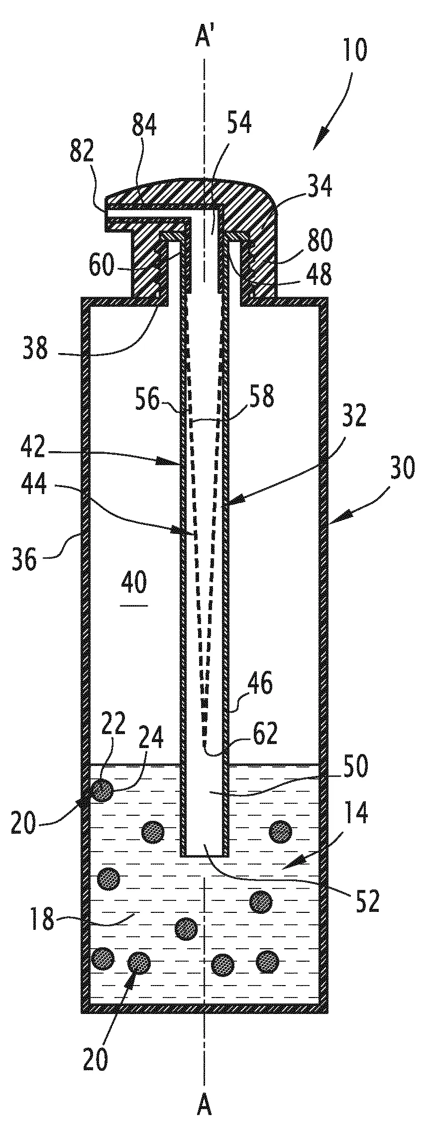 Element de delivrance d'une composition fluide, dispositif de distribution et procede associes