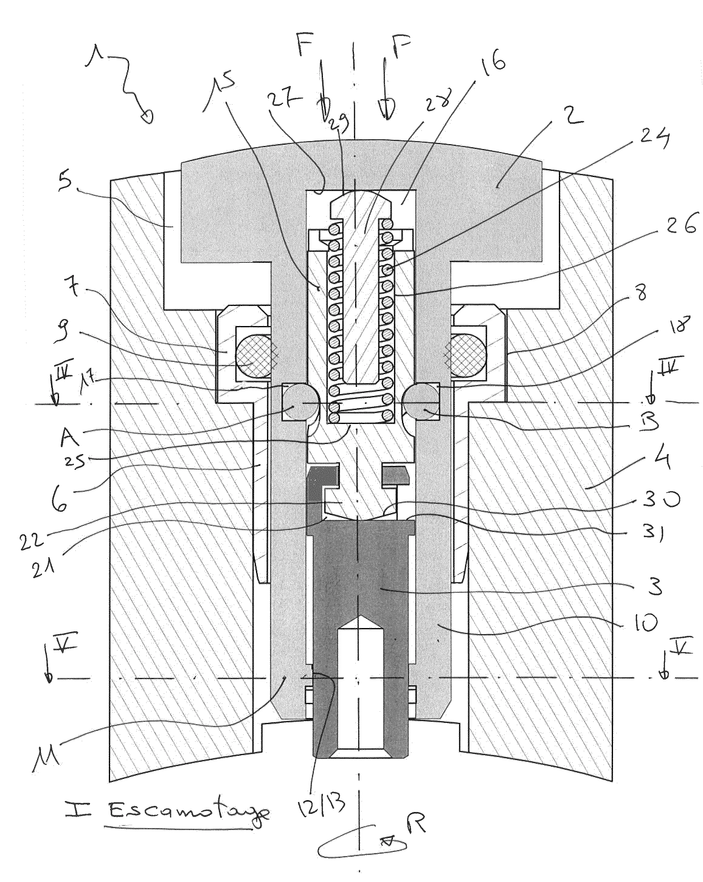 Ensemble de couronne telescopique a effet d'effacement dans le boitier d'une montre