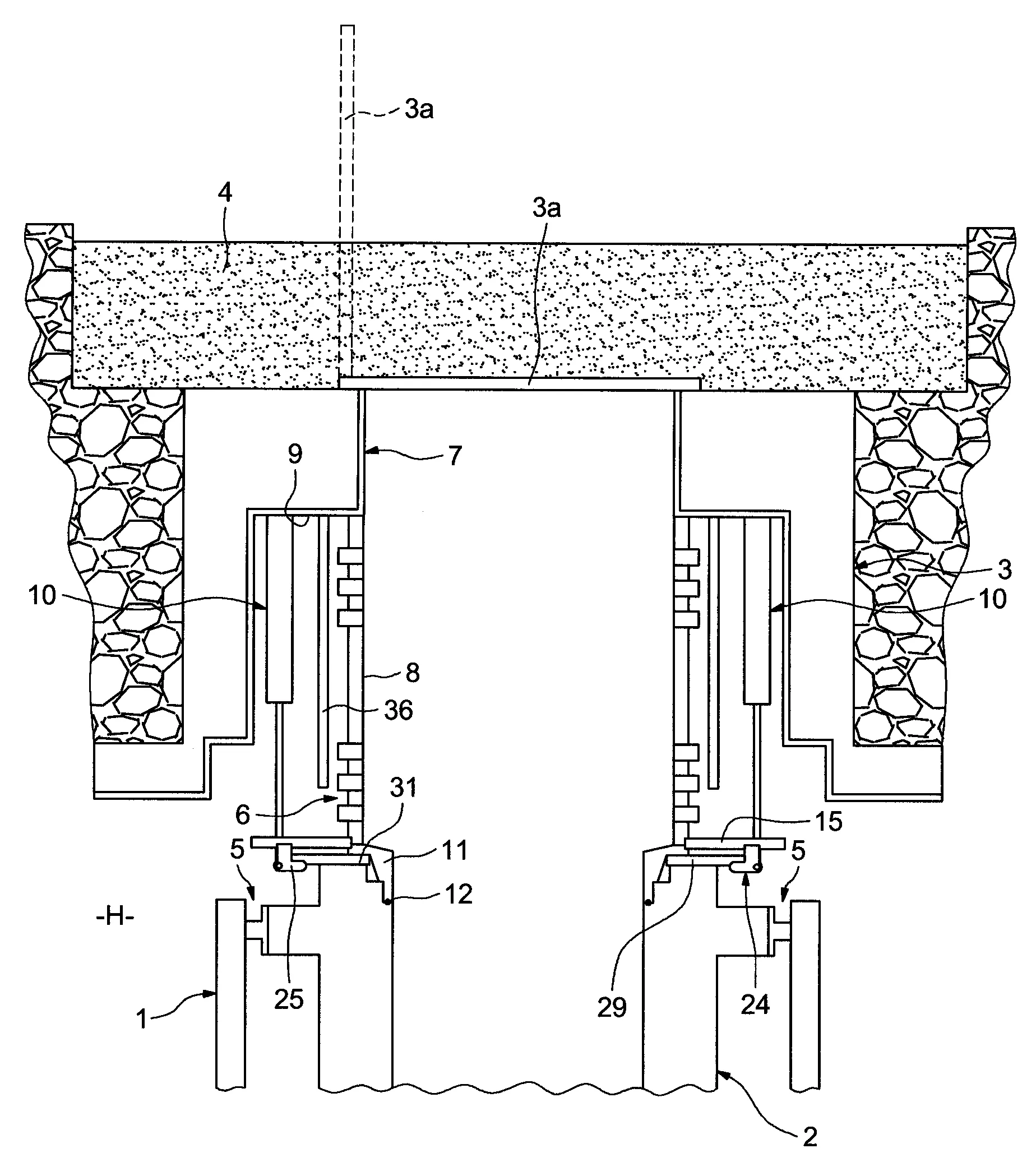 Dispositif d'accostage d'un conteneur de combustible irradie sous une fosse d'une installation nucleaire et contenant du combustible irradie
