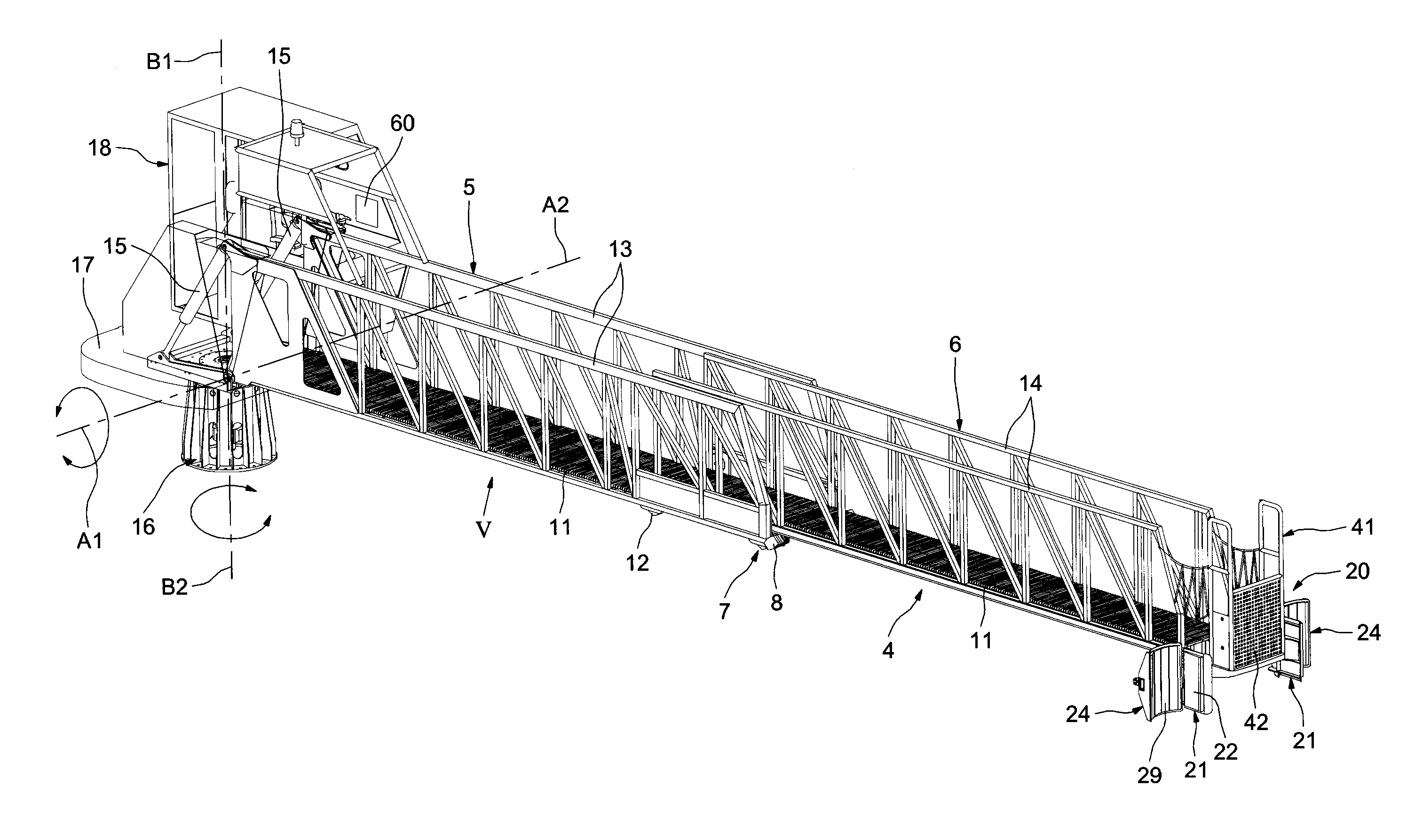 Navire a passerelle telescopique de transfert de personnes entre le navire et un objet stationnaire ou quasiment stationnaire en mer, tel qu'une eolienne