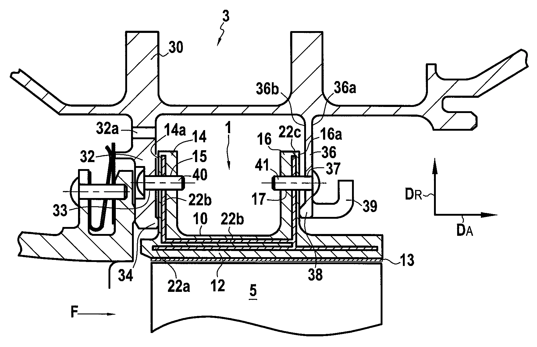 Ensemble d'anneau de turbine avec maintien axial