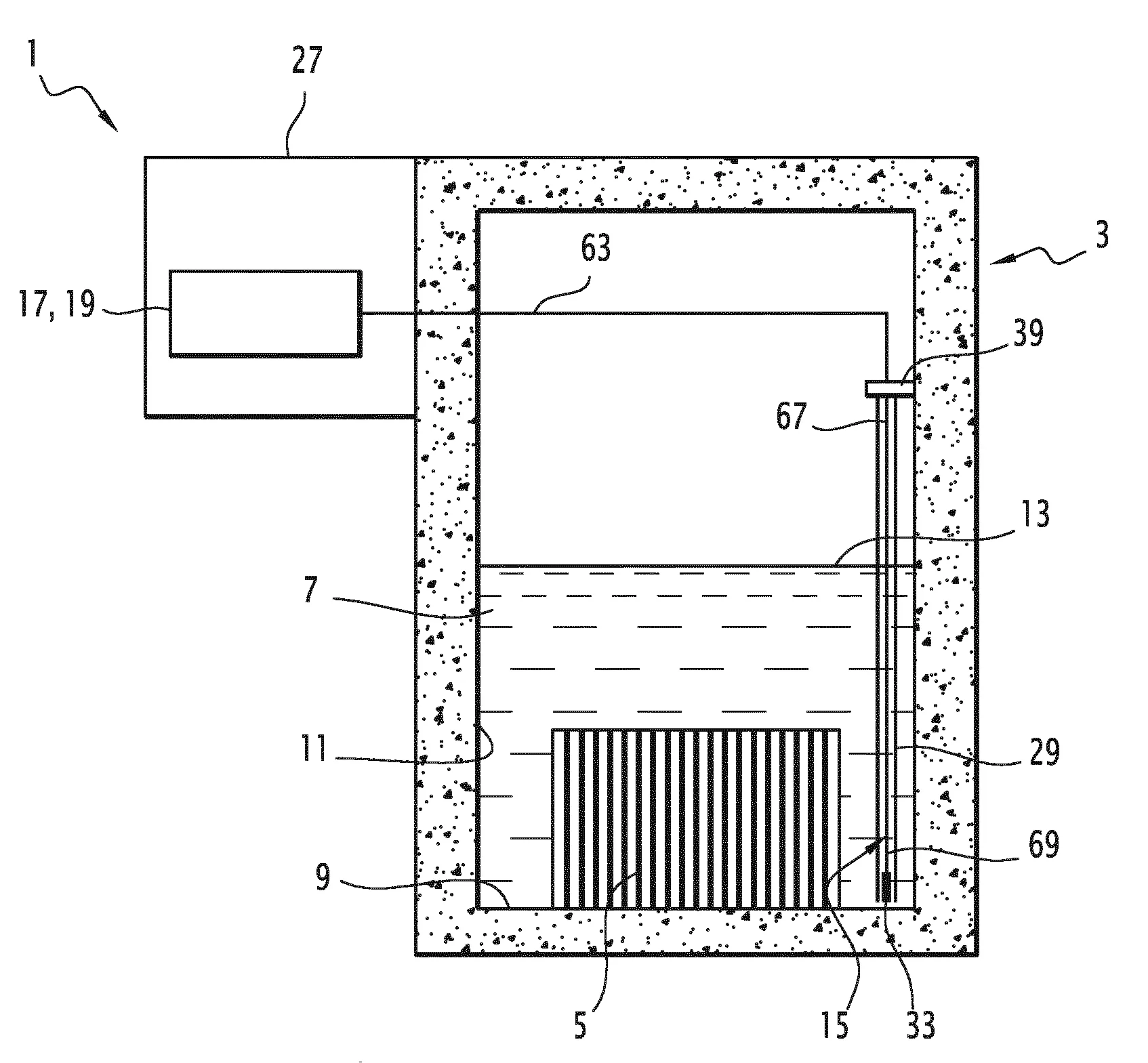Dispositif de mesure de niveau de liquide par reflectrometrie optique, structure comprenant un tel dispositif et procede de mesure correspondant