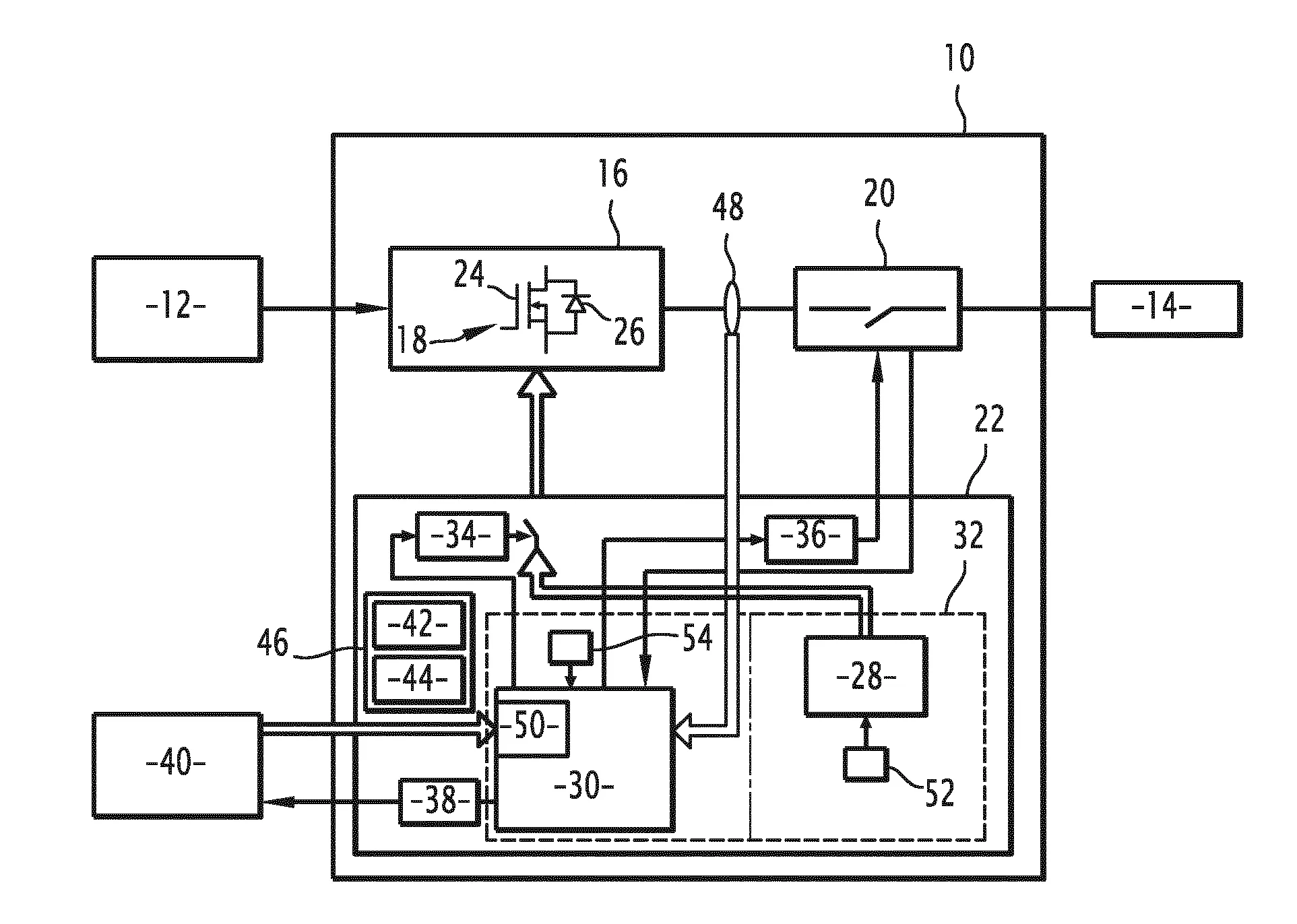 Systeme de conversion d'energie electrique destine a etre connecte a une charge et comprenant un convertisseur d'energie et un organe d'isolement commandes par circuit a logique programmable sans logiciel embarque et procede de pilotage d'un tel systeme