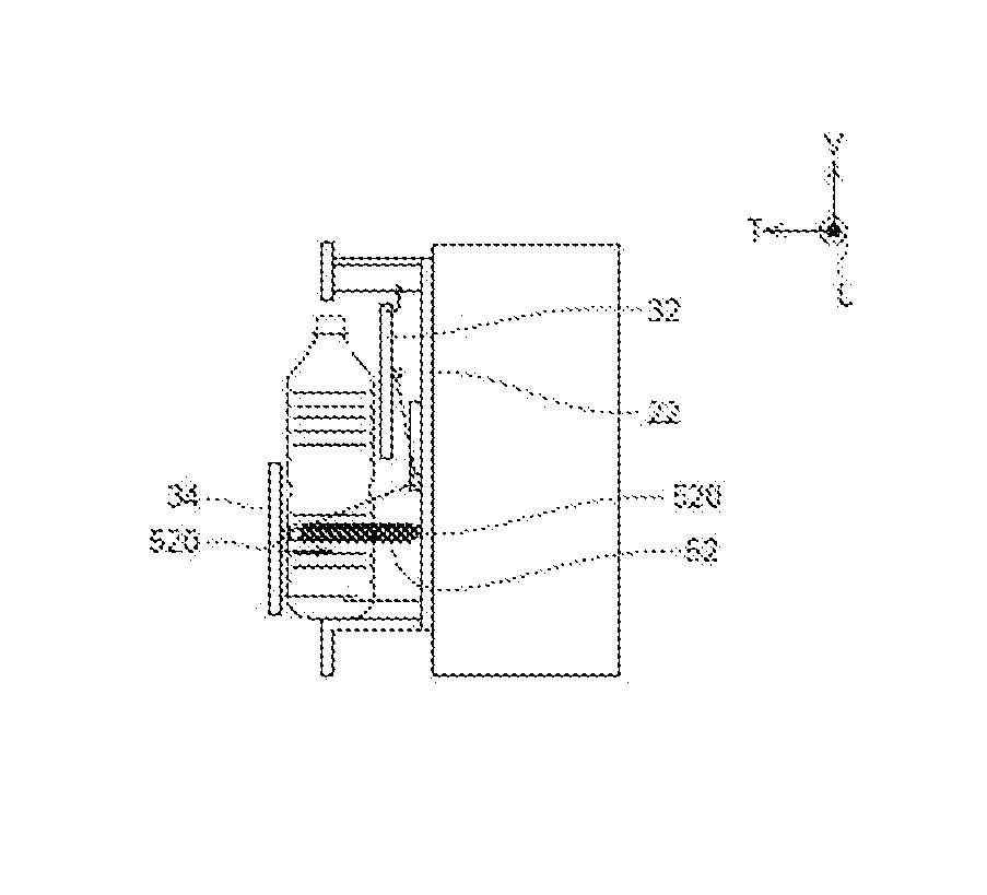 Agencement d’un dispositif de rangement pour bouteille dans un panneau d’habillage de porte de véhicule automobile.